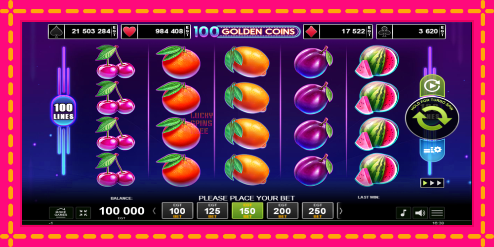 100 Golden Coins - thiết bị chơi game với phần thưởng độc đáo, hình ảnh 1