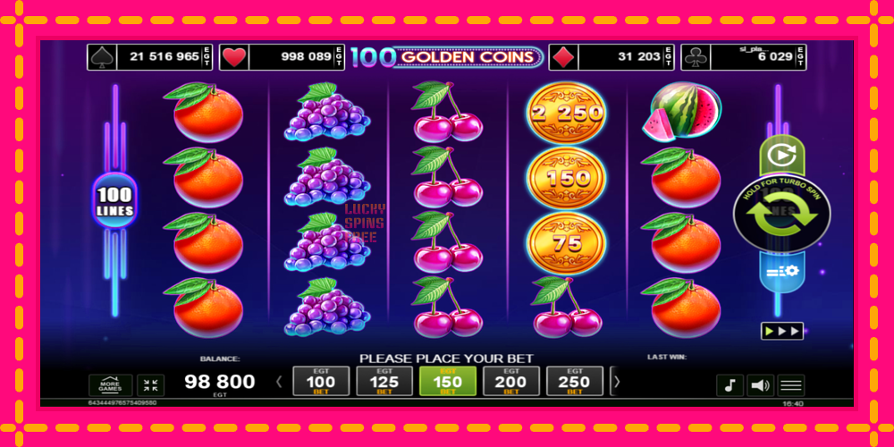 100 Golden Coins - thiết bị chơi game với phần thưởng độc đáo, hình ảnh 2