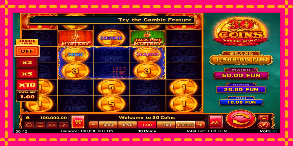 30 Coins Halloween Jackpots - thiết bị chơi game với phần thưởng độc đáo, hình ảnh 1