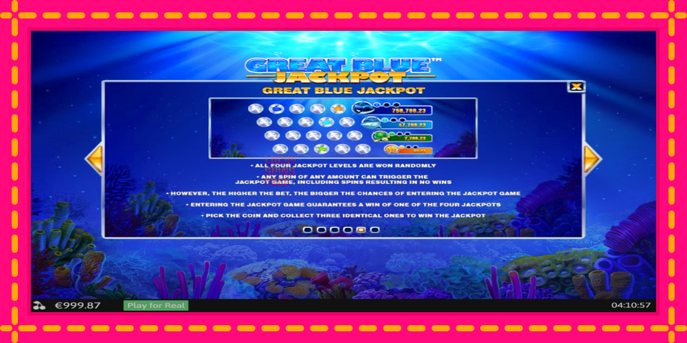 Great Blue Jackpot - thiết bị chơi game với phần thưởng độc đáo, hình ảnh 7