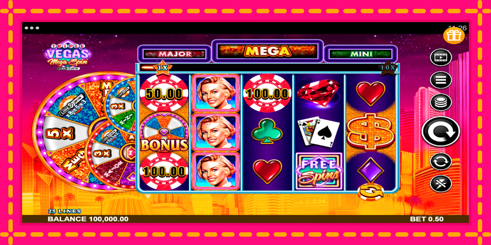 Triple Vegas Mega Spin - thiết bị chơi game với phần thưởng độc đáo, hình ảnh 1