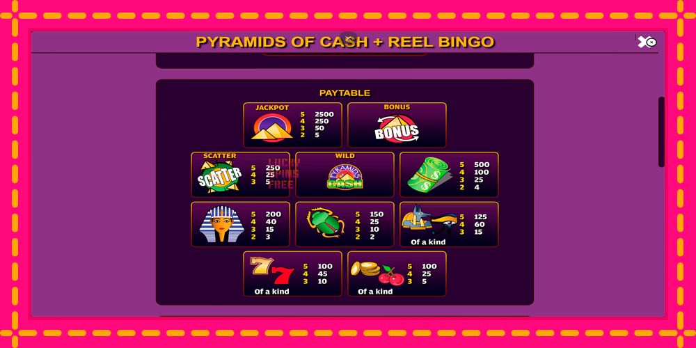 Pyramids of Cash with Reel Bingo - thiết bị chơi game với phần thưởng độc đáo, hình ảnh 5