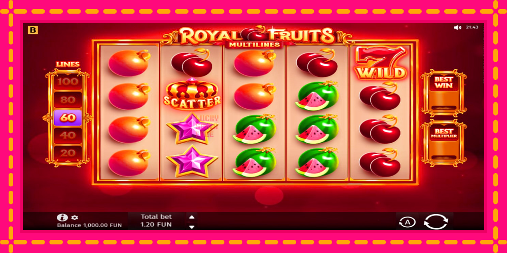 Royal Fruits Multilines - thiết bị chơi game với phần thưởng độc đáo, hình ảnh 1