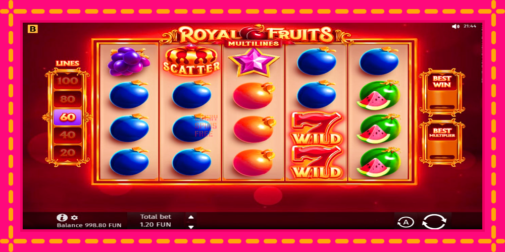 Royal Fruits Multilines - thiết bị chơi game với phần thưởng độc đáo, hình ảnh 2