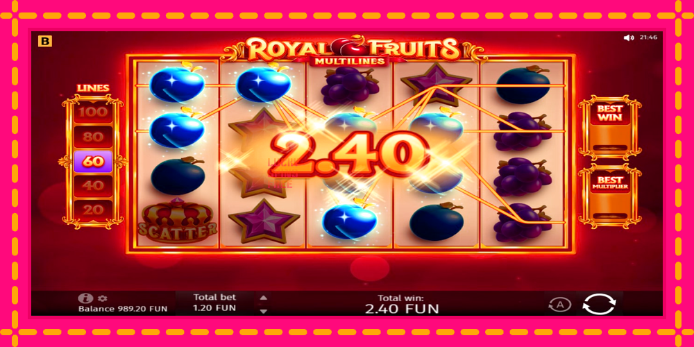 Royal Fruits Multilines - thiết bị chơi game với phần thưởng độc đáo, hình ảnh 3