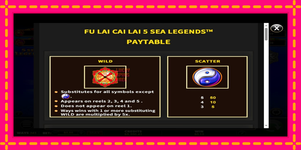 Fu Lai Cai Lai 5 Sea Legends - thiết bị chơi game với phần thưởng độc đáo, hình ảnh 5