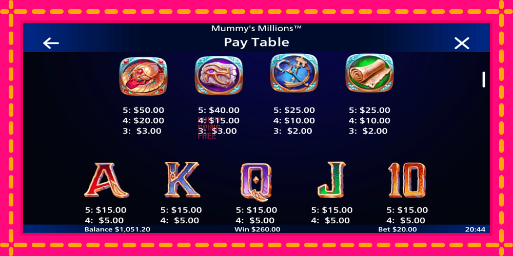 Mummys Millions - thiết bị chơi game với phần thưởng độc đáo, hình ảnh 6