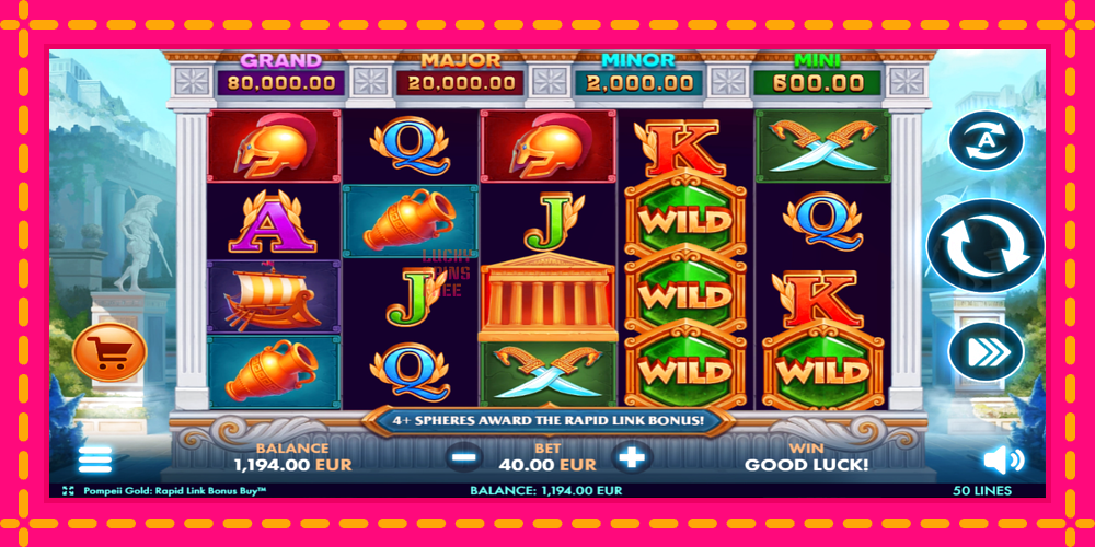 Pompeii Gold Rapid Link Bonus Buy - thiết bị chơi game với phần thưởng độc đáo, hình ảnh 2