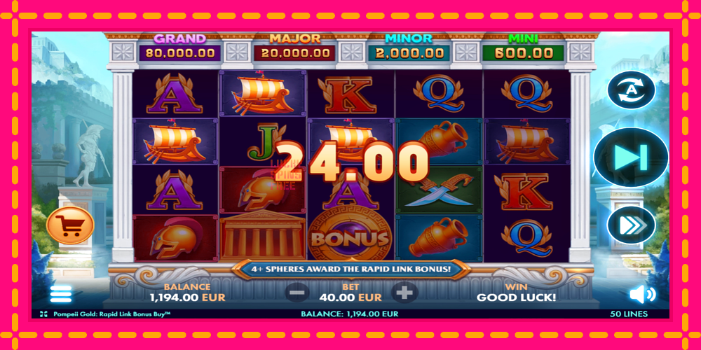 Pompeii Gold Rapid Link Bonus Buy - thiết bị chơi game với phần thưởng độc đáo, hình ảnh 3