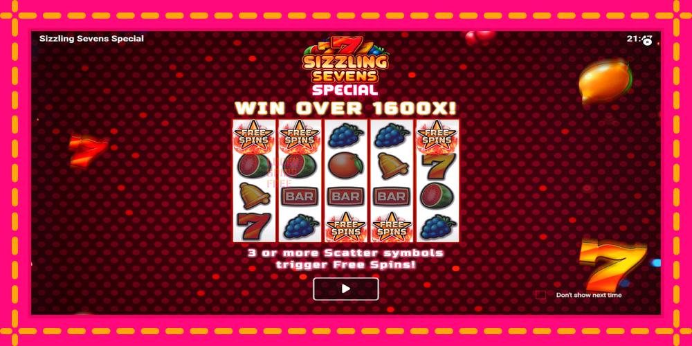 Sizzling Sevens Special - thiết bị chơi game với phần thưởng độc đáo, hình ảnh 1