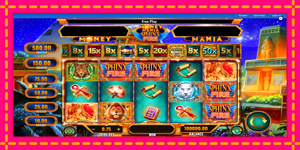 Money Mania Sphinx Fire - thiết bị chơi game với phần thưởng độc đáo, hình ảnh 2